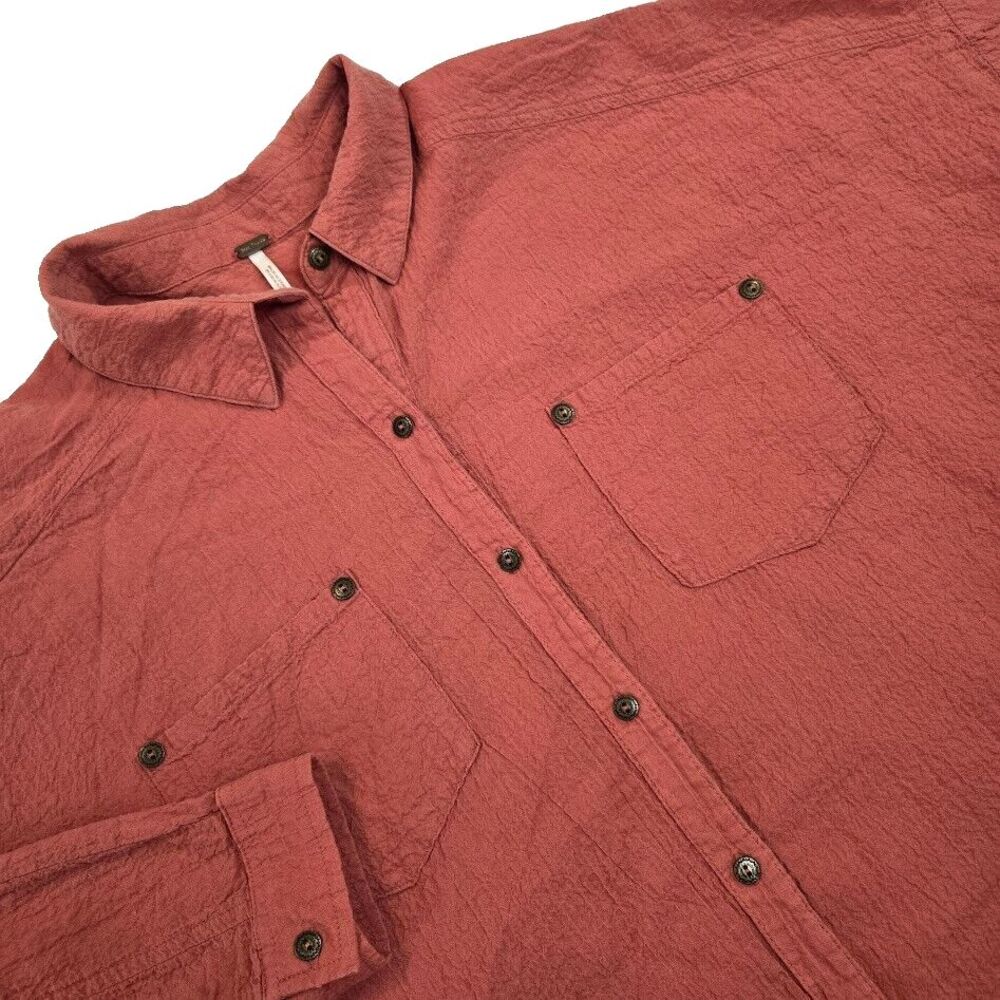 Free People Love Her Madly Long XS Sleeve Button Up Tunic‎ Shirt Coral Oversized